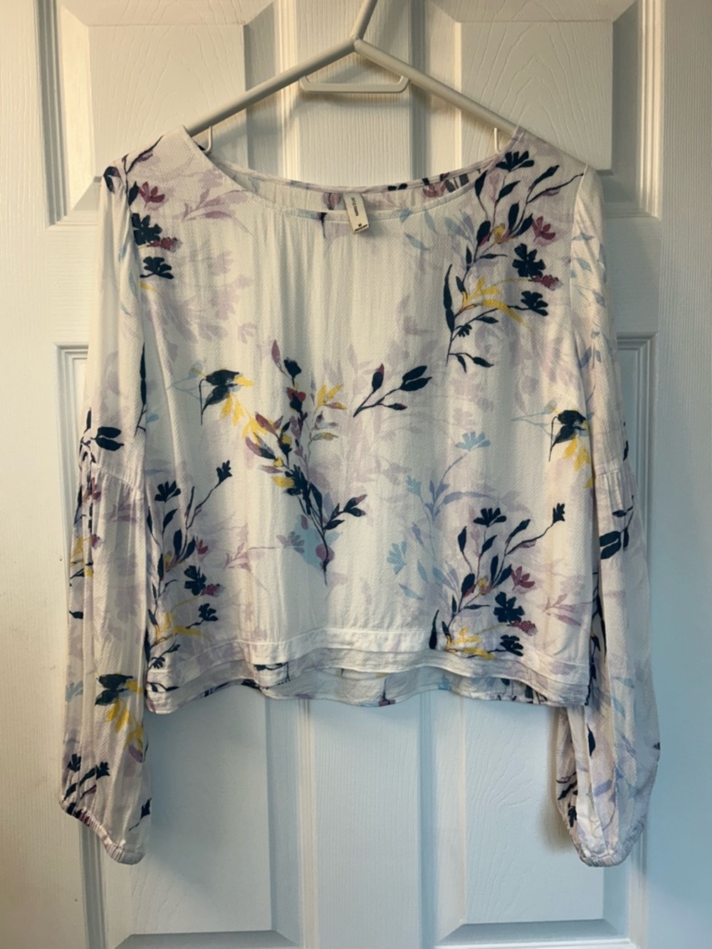 Gentle Fawn Floral Boho Blouse Cropped Flowy Balloon Sleeve M